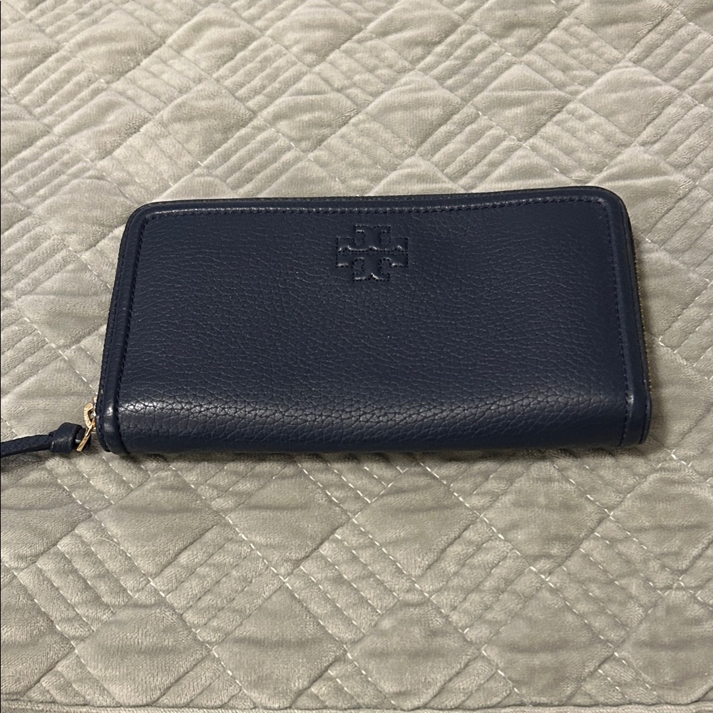 Tory Burch Dark Blue Zip Wallet